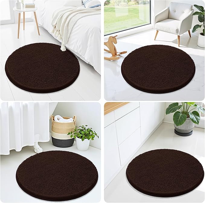 Smiry Luxury Chenille Round 24x24, Extra Soft and Absorbent Shaggy Bathroom Mat - Image 7