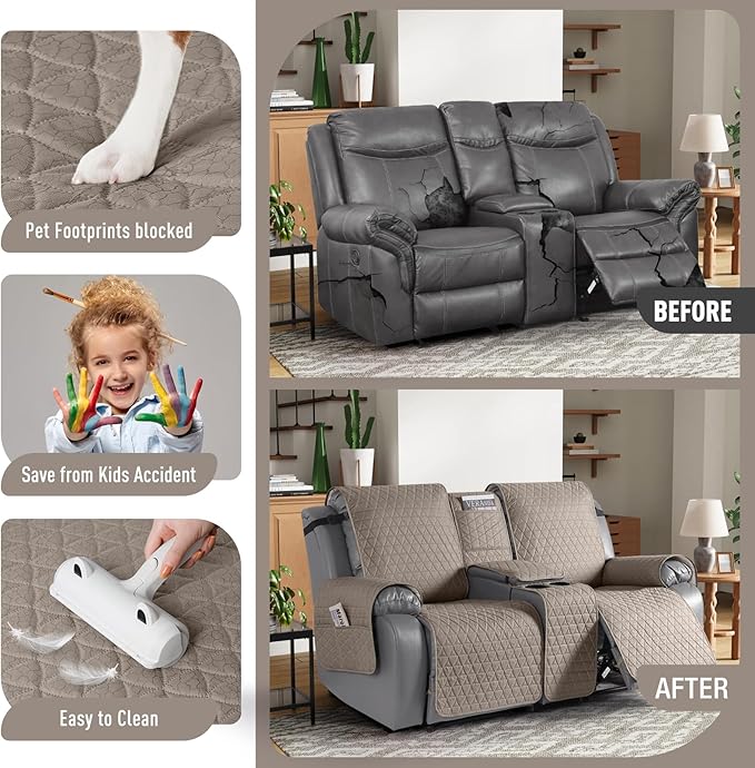 TAOCOCO 100% Waterproof Loveseat Recliner Couch Sofa Covers - Image 2