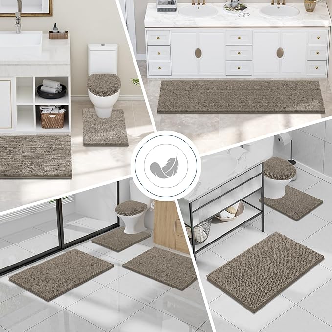 Smiry Luxury Chenille Bathroom Rugs 30x20, Extra Soft and Absorbent Shaggy Bath - Image 7
