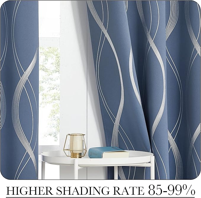NICETOWN Kitchen Blackout Curtain Panels, Stone Blue, Window Treatment Thermal - Image 4