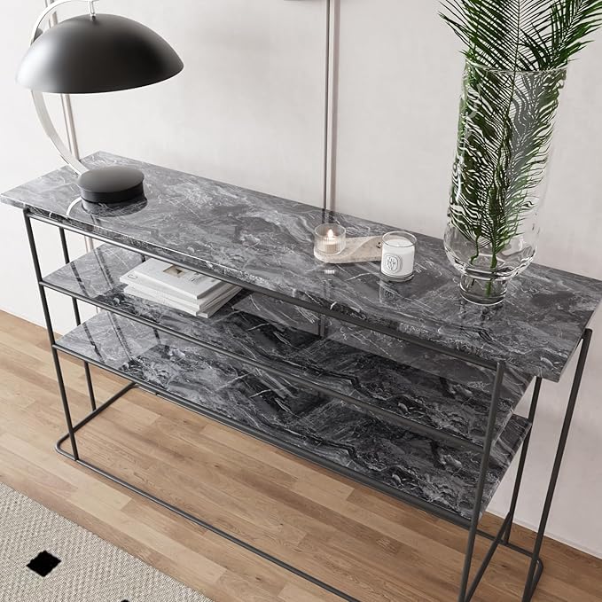 CRE8TIVE Dark Grey Silver Marble Contact Paper Waterproof 12"x354" Slate Marble - Image 7