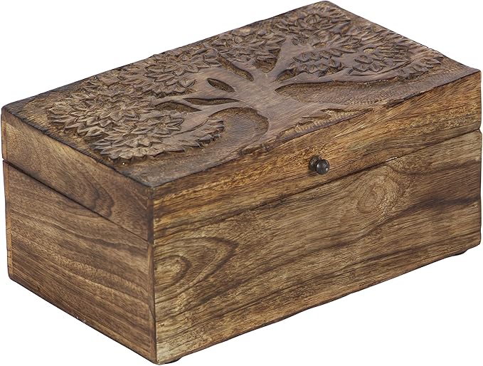 Deco 79 Mango Wood Floral Handmade Decorative Box Decorative Keepsake Boxes - Image 9