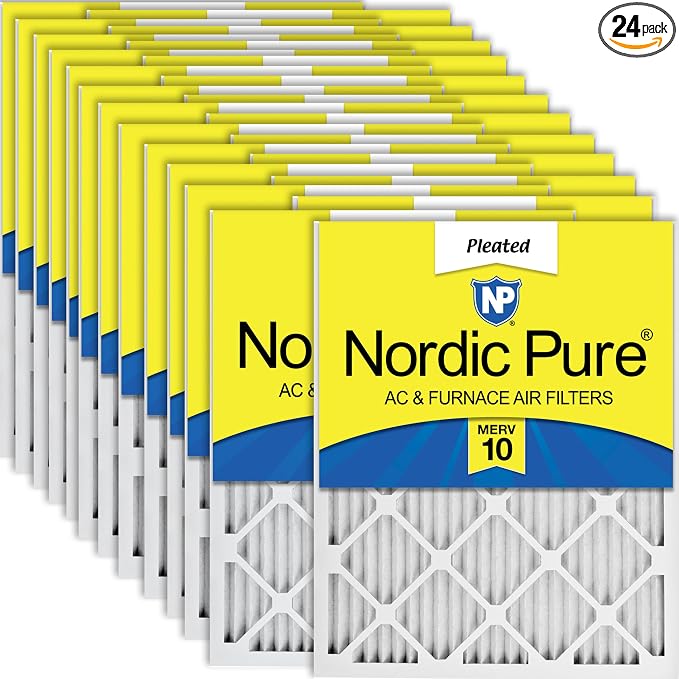 Nordic Pure 12x24x1 Pleated MERV 10 Air Filters 24 Pack by NordicPure