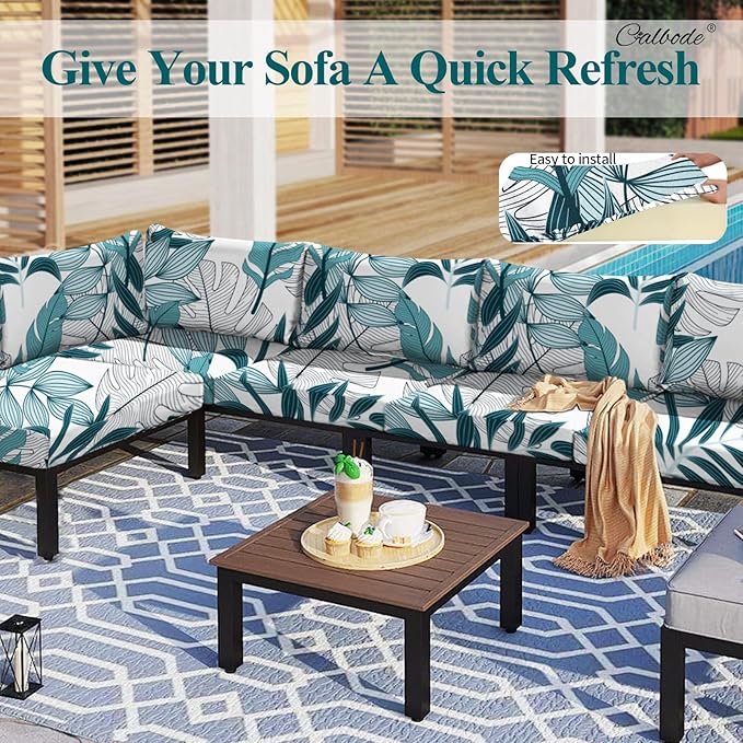 14Pcs Stretch Patio Cushion Cover Outdoor Cushion Cover Replacement Slipcovers - Image 7