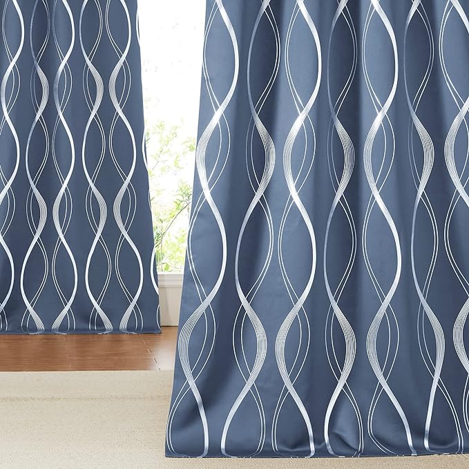NICETOWN Kitchen Blackout Curtain Panels, Stone Blue, 34 by 45 Inch, Window by NICETOWN