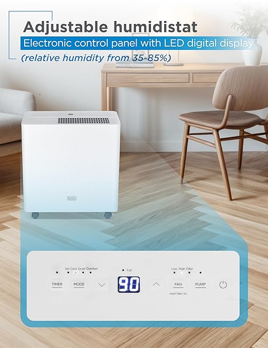 BLACK+DECKER 30-Pint Portable Dehumidifier, Dehumidifier - Image 4