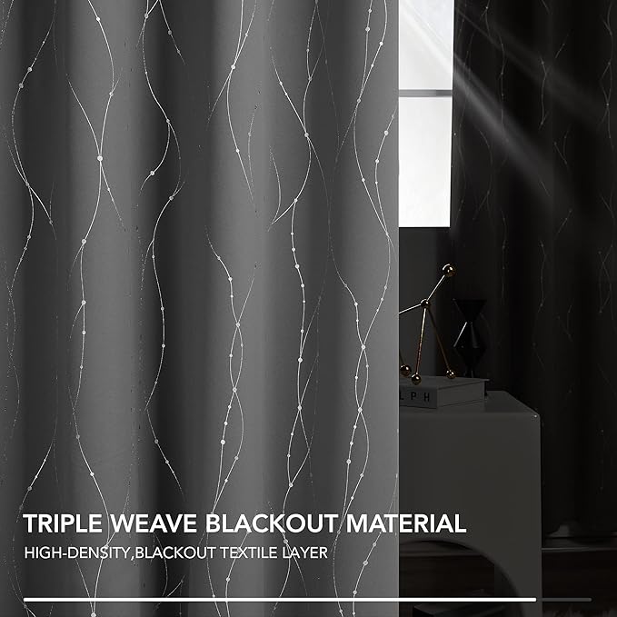 Deconovo Grey Blackout Curtains, Room Darkening Curtain, Thermal Insulated - Image 6