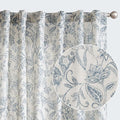 Vangao Blue Floral Linen Curtains by Vangao