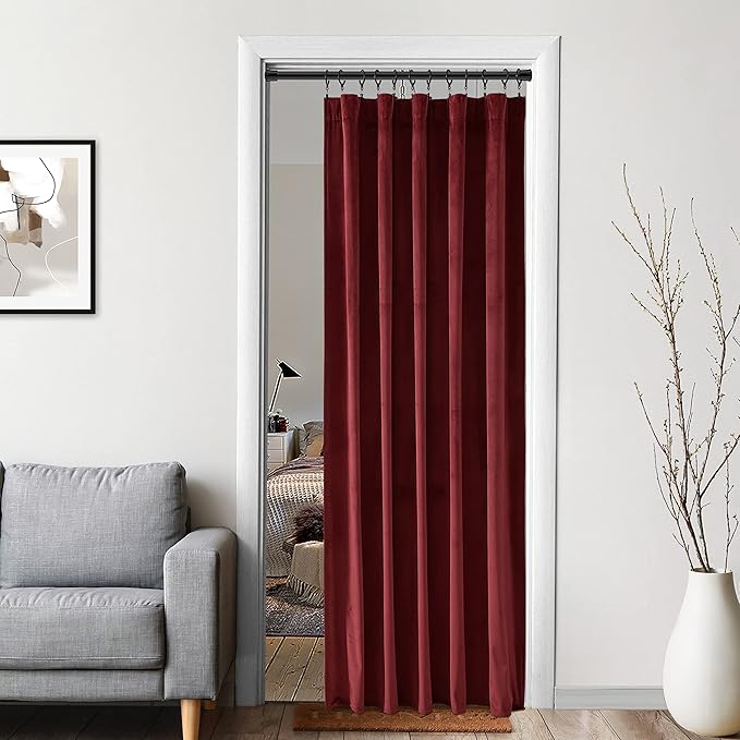 Burgundy Curtains for Bedroom, Back Tab Rod Pocket Single Curtain Panel - Image 4