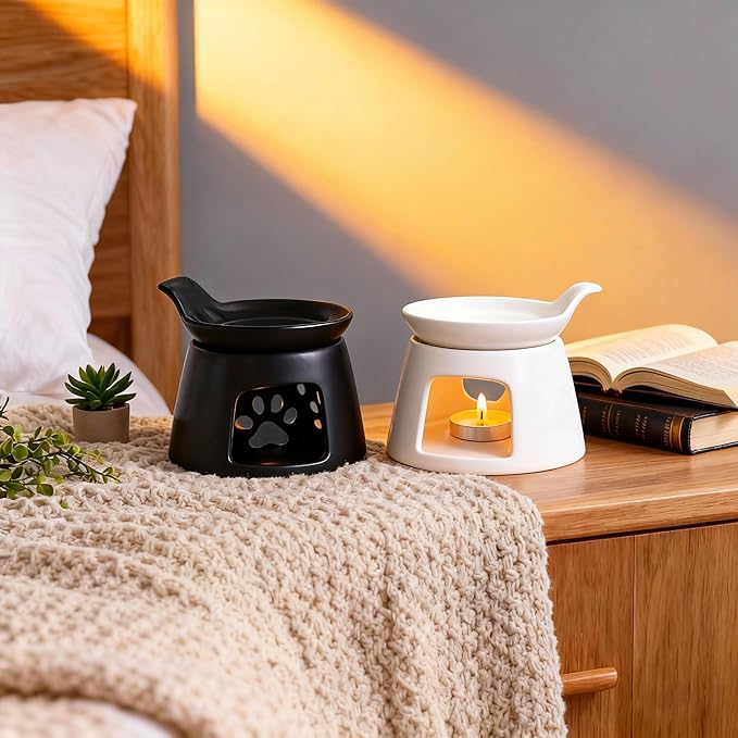 Ceramic Essential Oil Burner, BAOBYAO Wax Melt Burners Humidifier Yoga - Image 4