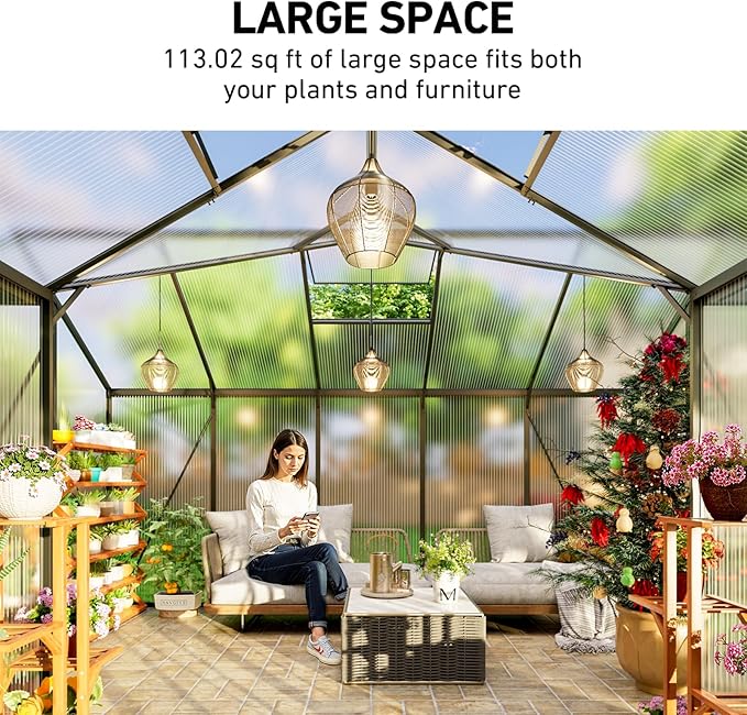 12X12FT Green Houses for Outside, Large Greenhouse for Outdoors and Garden - Image 3