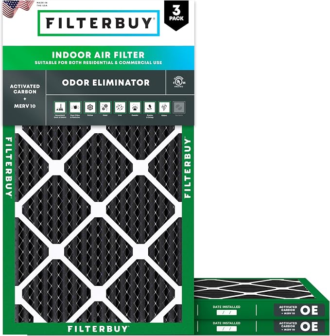 Filterbuy 12x24x1 Air Filter MERV 10 Odor & Allergy Defense by Filterbuy