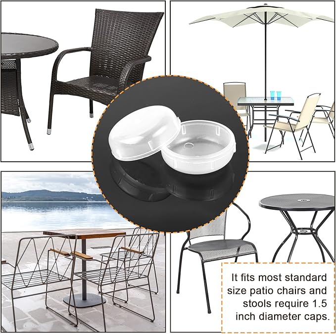 32 Pack Wrought Iron Patio Furniture Feet Caps 1-1/2 inch Round Plastic Outdoor - Image 5