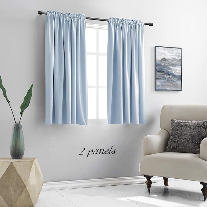 Light Blue Draperies Curtains for Kids Room, Small Window Treatment Thermal - Image 5