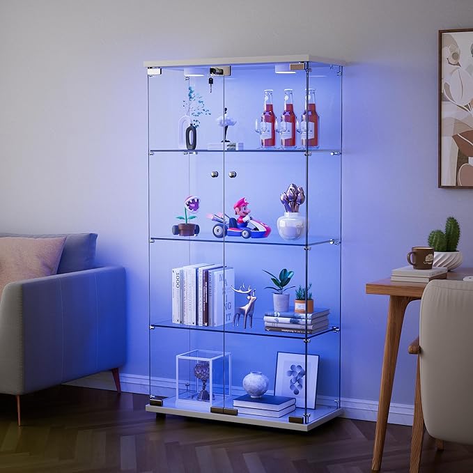 Yoluckea 4 Shelves Glass Display Cabinet - Image 4