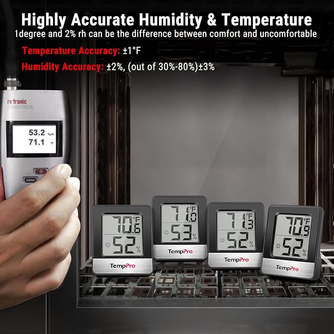 TempPro TP49 2 Pieces Digital Hygrometer Indoor Thermometer Humidity Meter Room - Image 7