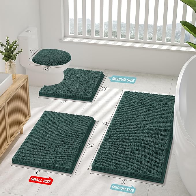 Smiry Luxury Chenille Bathroom Rugs 70x24, Extra Soft and Absorbent Shaggy Bath - Image 3