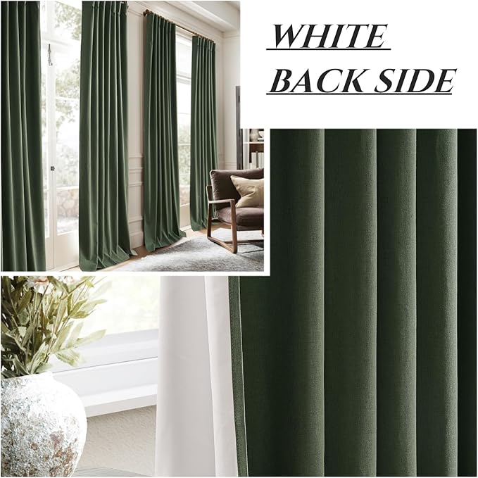 Back Tab Dark Olive Green Curtains 120 Inch Long 2 Panels Set - Image 6