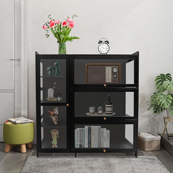 Display Cabinet with Acrylic Doors, 7 Storage Spaces Storage Cabinet & Curio - Image 9