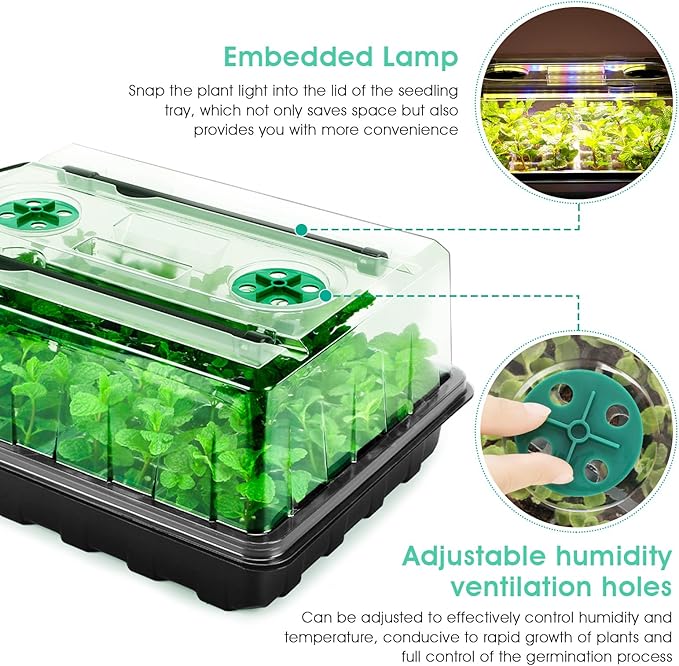 Seed Starter Tray with Grow Light, 96-Cell Seed Starter Kit, Seedling Starter - Image 4