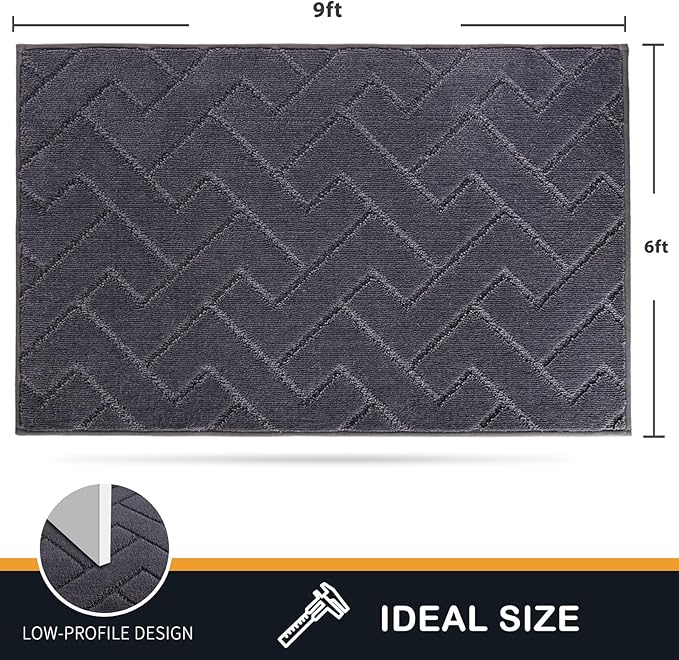 PURRUGS Easy Care Area Rug 6ft x 9ft, Non-Slip Machine Washable Entry Rug - Image 2