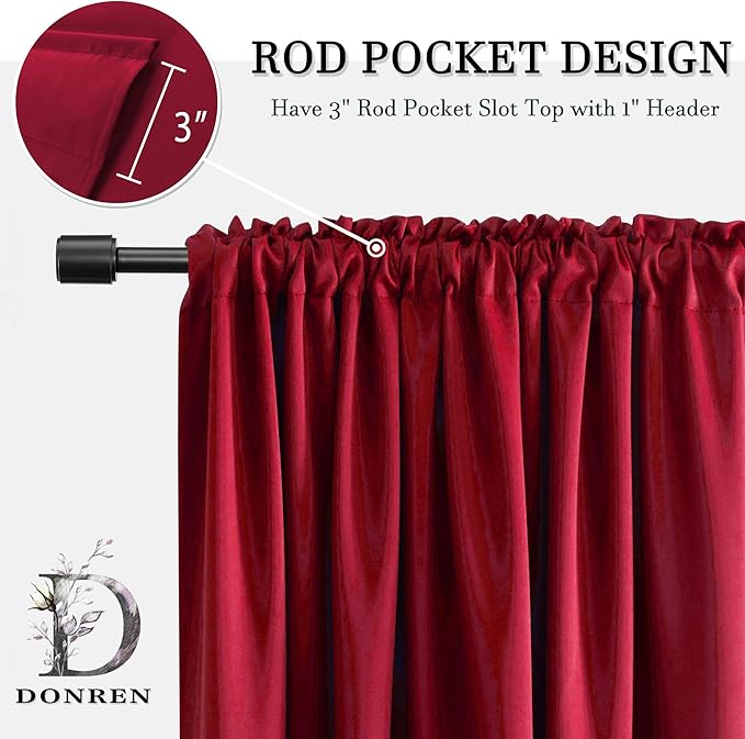DONREN 45 Inch Chili Red Curtains Blackout Drapes - Image 4