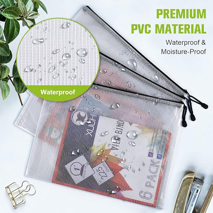 Mesh Zipper Pouch, A3 Size Tear-Resistant Document Pouch, Extra Large Zip File - Image 6