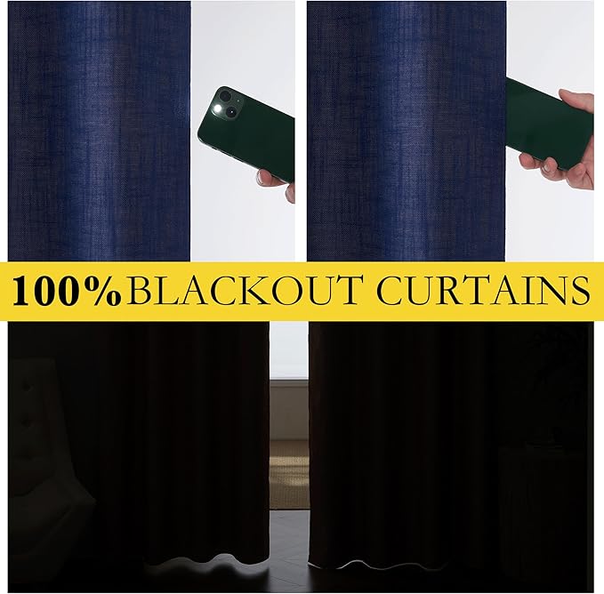 NICETOWN 100% Absolutely Blackout Linen Curtains - Image 2