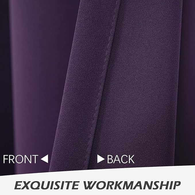 MYSKY HOME Purple Curtains for Living Room Black Out Curtains for Bedroom 80 - Image 5