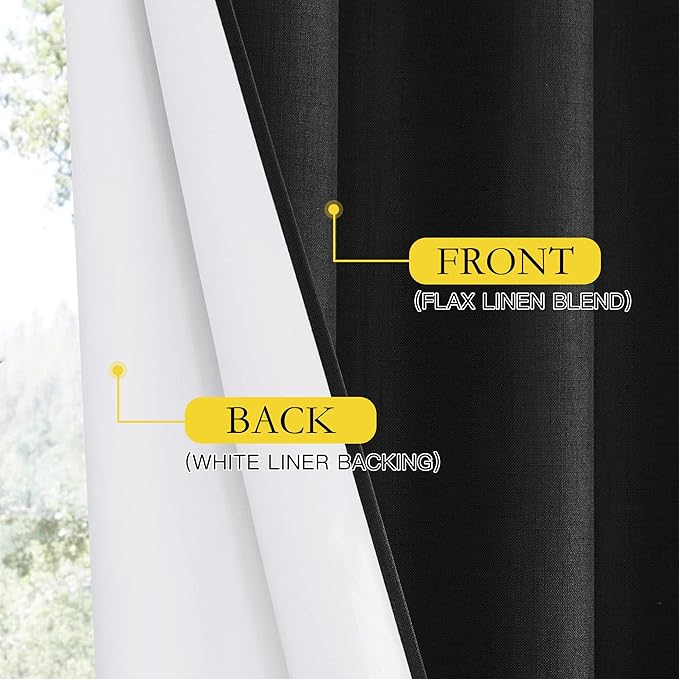 NICETOWN Vintage Open Linen Weave Flax Thermal Curtains, 100% Blackout Curtains - Image 6