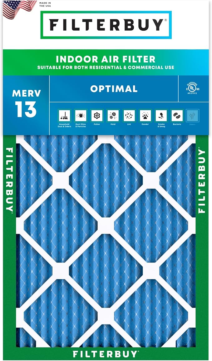 Filterbuy 11.25x23.25x1 Air Filter MERV 13 Optimal Smoke & Allergy Defense by Filterbuy