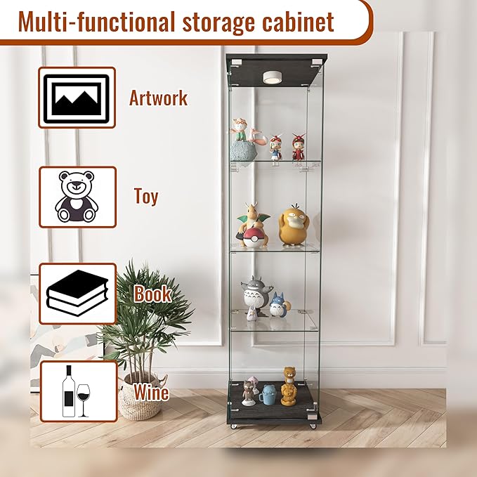 Yoluckea 4-Tier Glass Display Cabinet - Image 4