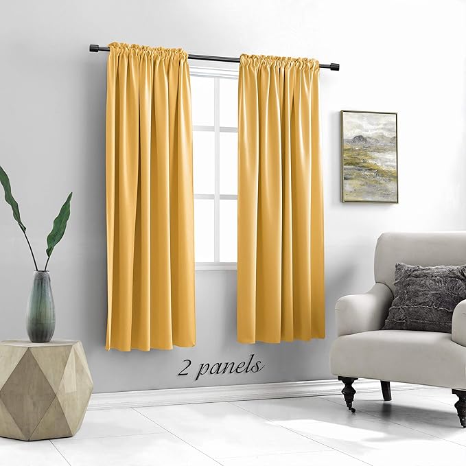 DONREN Gold Yellow Curtains Drapes - Image 2