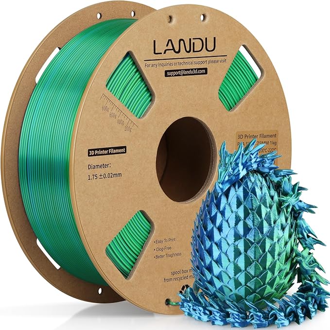 LANDU Silk Dual Color PLA Filament 1.75mm 1KG, 3D Printer Filament Dimensional by LANDU
