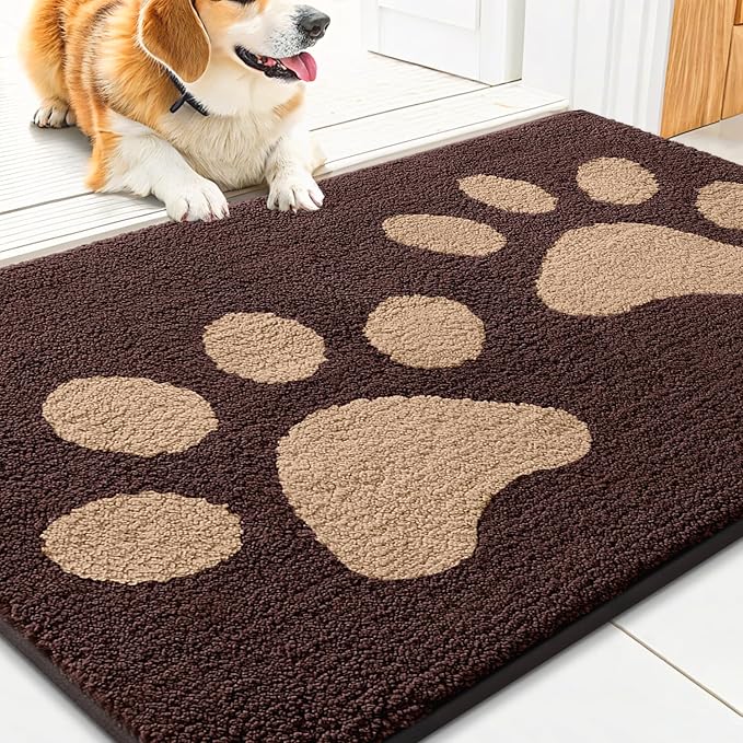Smiry Dog Door Mat for Muddy Paws, Absorbs Moisture and Dirt, Low-Profile by Smiry