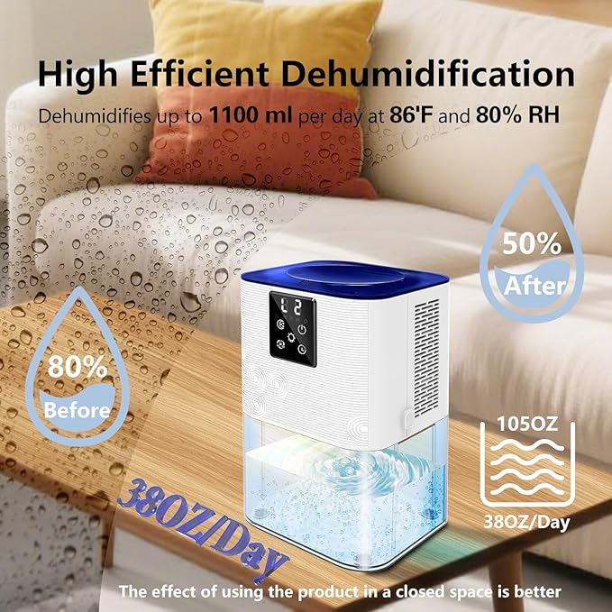 Dehumidifier, MTOX 3L/105 oz Small Dehumidifiers - Image 3