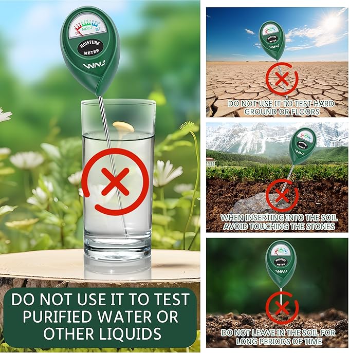 WNJ 2 Pack Soil Moisture Meter, Plant Water Monitor, Lawn Moisture Meter，Soil - Image 2