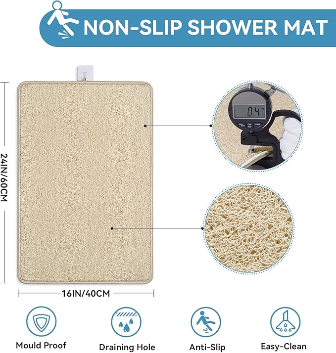 Non Slip Shower Mat Bathtub Mat 16x24 Inch, Quick Dry Bath Mat - Image 3