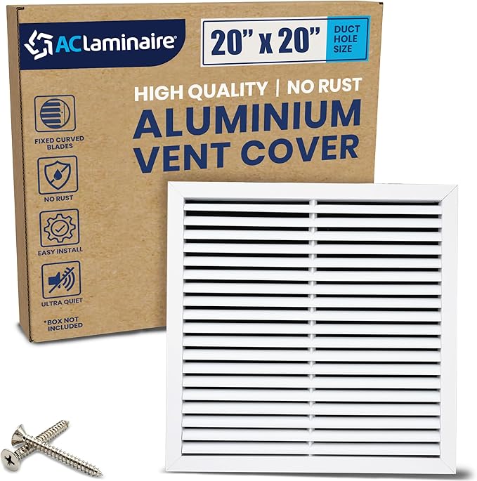 20x20 Inch Air Return Vent Cover Decorative – Premium Aluminum AC Vent Cover by LAMINAIRE