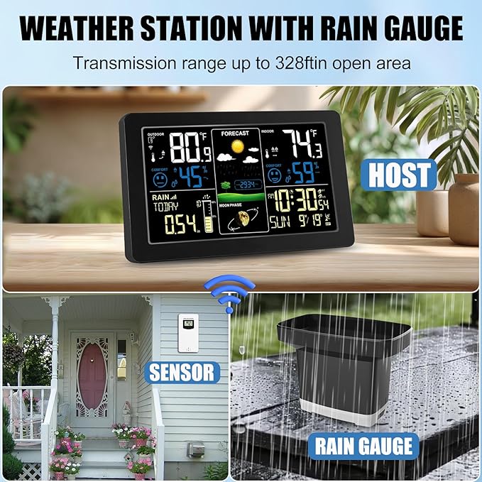 Weather Station with Rain Gauge Outdoor, Home Weather Stations Wireless Indoor - Image 3