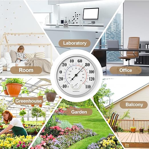Indoor Outdoor Thermometer Wall Large Numbers Thermometer No Battery 12" - Image 5
