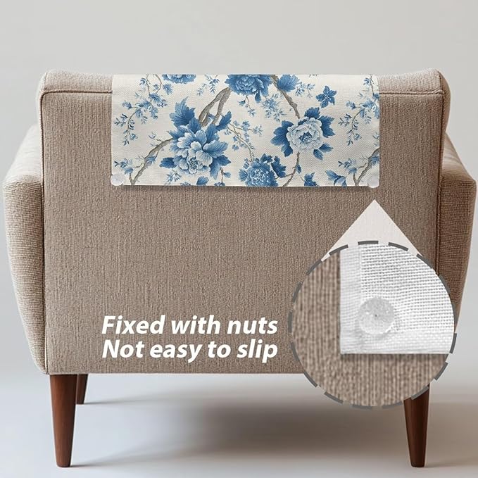 Blue Peony Fashion Headrest Cover - Image 4