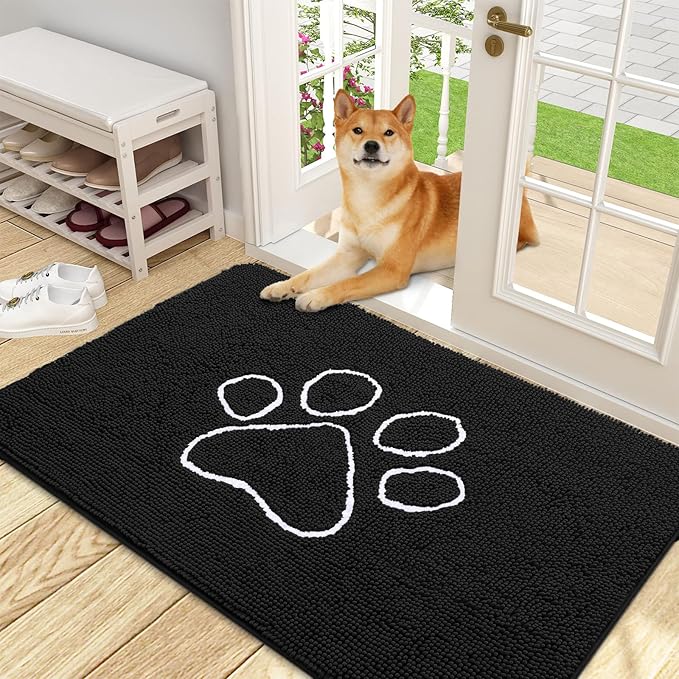 OLANLY Dog Door Mat for Muddy Paws 48x30, Paw Print Design, Absorbs Moisture by OLANLY