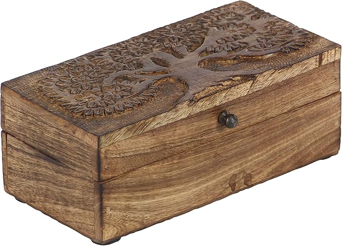 Deco 79 Mango Wood Floral Handmade Decorative Box Decorative Keepsake Boxes - Image 7