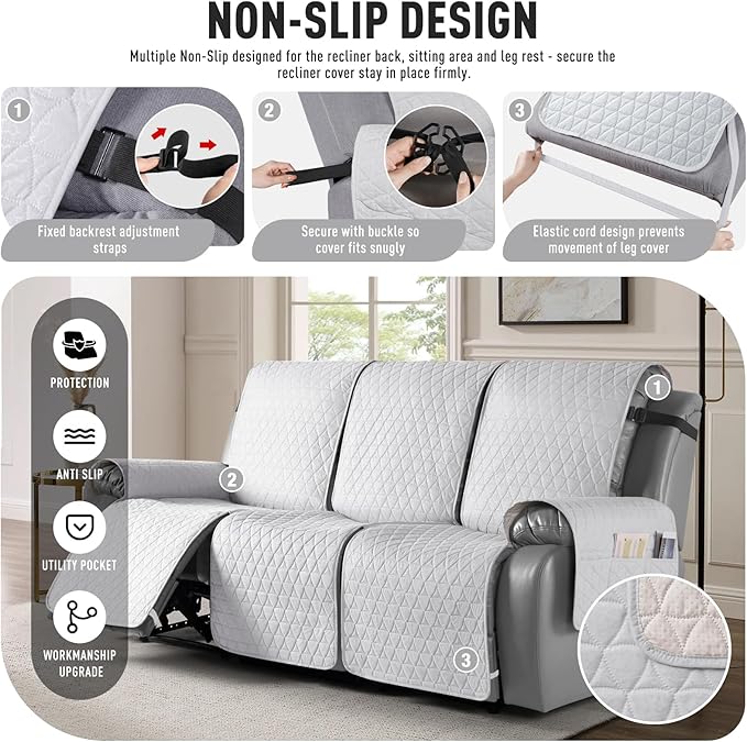 TAOCOCO 100% Waterproof Recliner Cover, Non-Slip Washable Reclining Couch Cover - Image 5