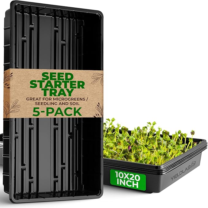 10x20 Inch Black Plastic 5 Pack Plant Propagation Tray – Growing Trays by YieldLab