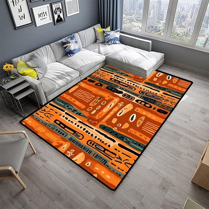Pile Carpet - Abstract African Style Floral Printing Non-Slip Area Rugs Fade - Image 2