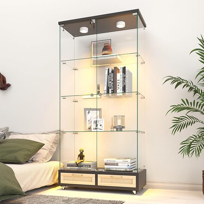 Yoluckea 4 Tier Glass Display Cabinet by Yoluckea