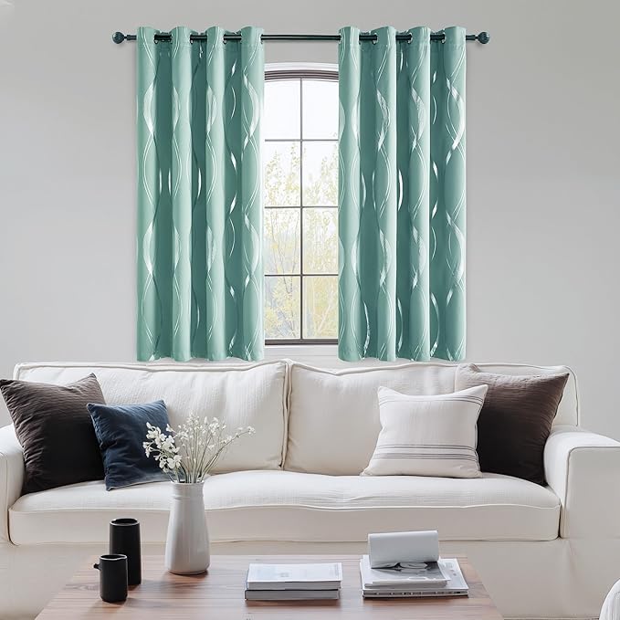 NICETOWN 100% Blackout Aqua Blue Curtain Panels 63 inches 2 Pieces, 52 inches - Image 4