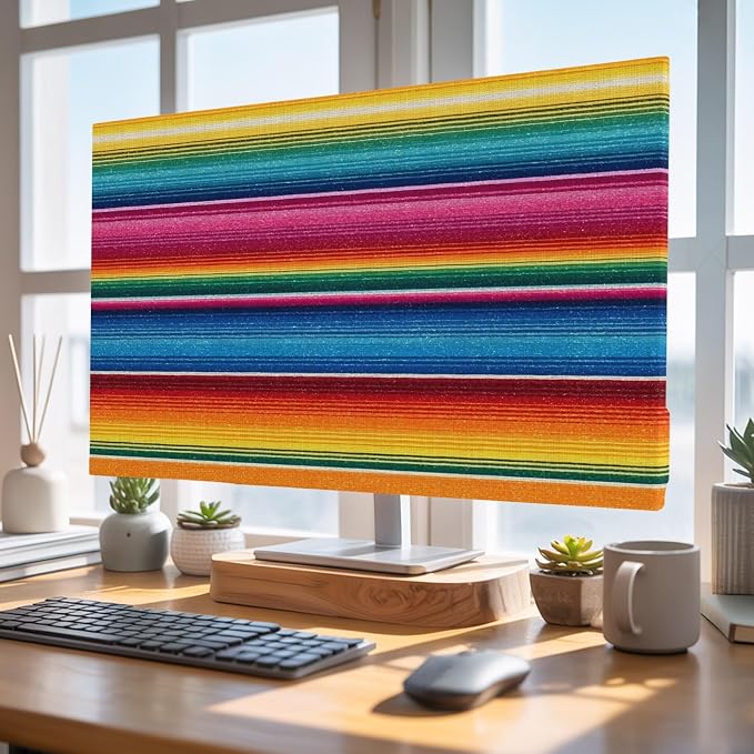 Colorful Mexican Stripe Indoor TV Cover, Elastic TV Screen Protector Rainbow - Image 5